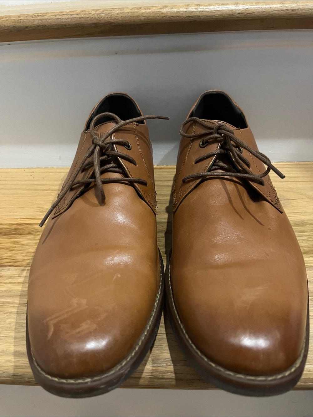 Rockport Tan Leather Derby Lace-Up Shoes